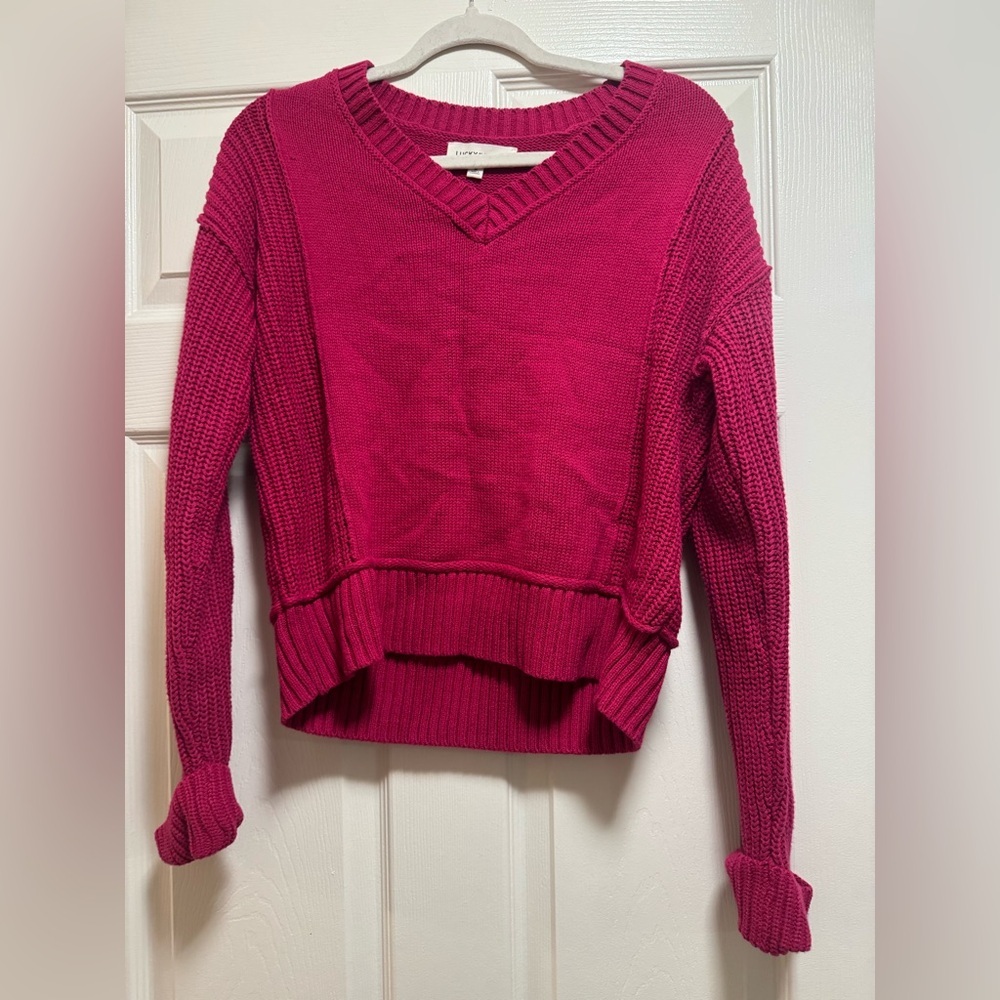 Lucky Brand Textured V-Neck Sweater in Sangria - Picture 4 of 14